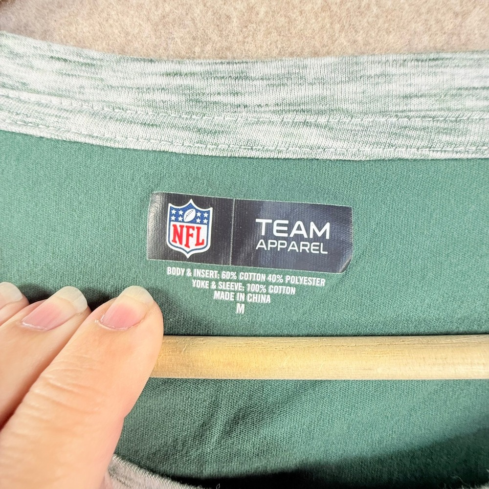 NFL Team Apparel Green Bay Packers Shirt Womens Medium Green Grey Rhinestone 3/4 - Picture 3 of 6